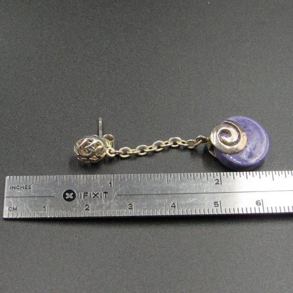 Sterling Silver Swirling Purple Stone Earrings - Picture 5 of 6